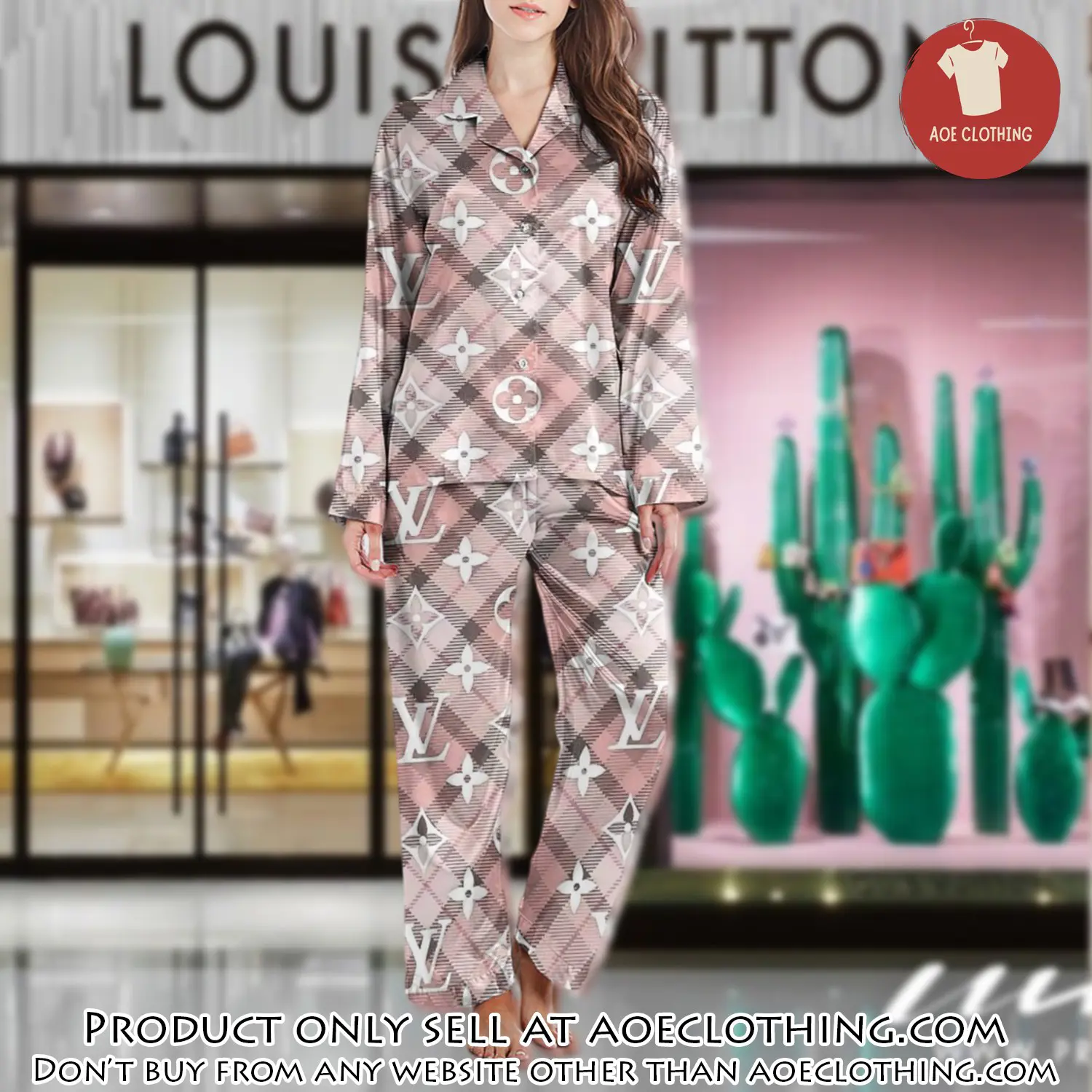 Lv monogram long satin pajama set pjs1027 aoe2559206
